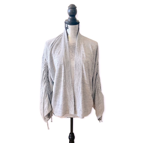 GAP Open Front Cardigan Sweater Tie Sleeves | Heathered Grey | NWT | Size Small - Picture 1 of 11